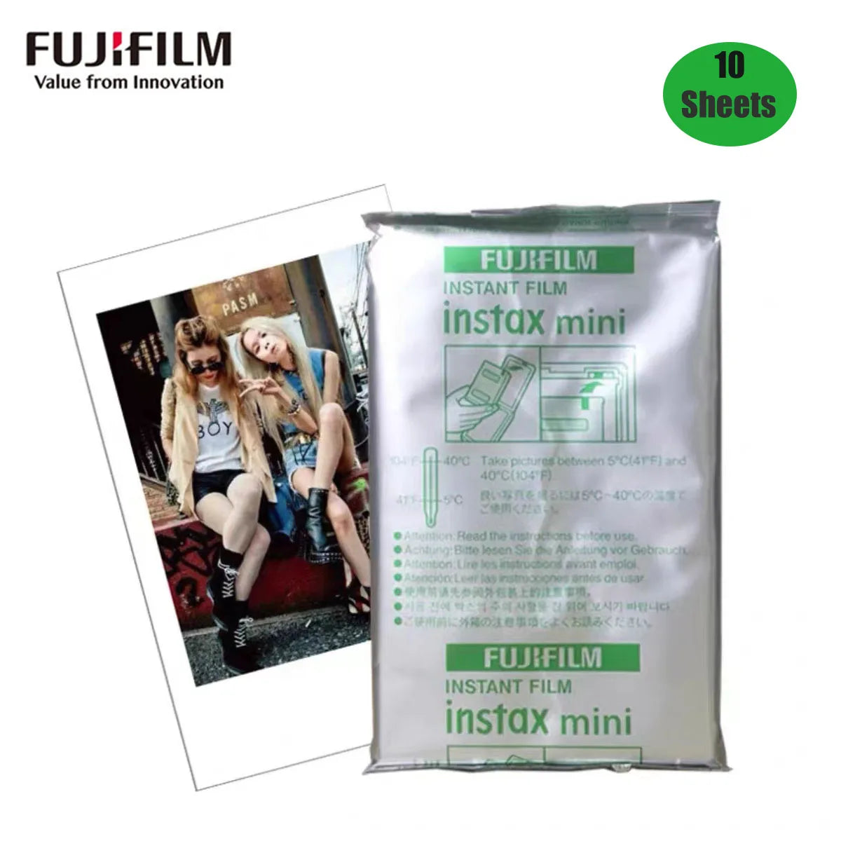 Origin Fujifilm Instax Mini Film Paper 10-60 Sheets for Fuji Instant Film Cameras Instax Mini 12 11 9 40 70 90 Link Liplay EVO
