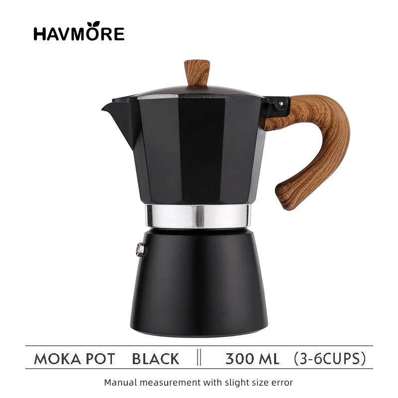 150ml/300ml Vintage Wooden Handle Espresso Maker Moka Pot Classic Italian KitchenTools Cafe Accessories