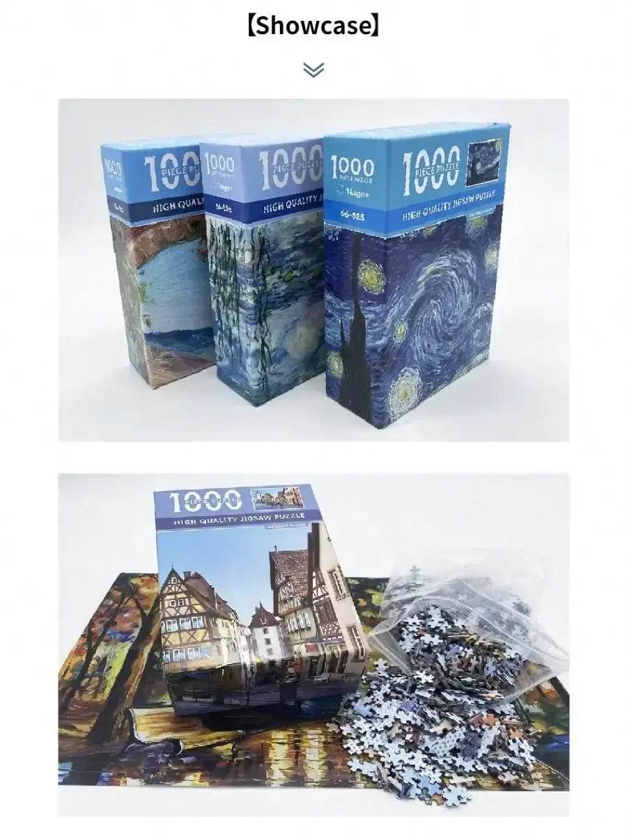 38*26cm Mini Jigsaw Puzzle 1000 Pieces for Adults Famous Oil Painting Van Gogh Puzzle Christmas Gift Toy Educational Toys - AIAZ