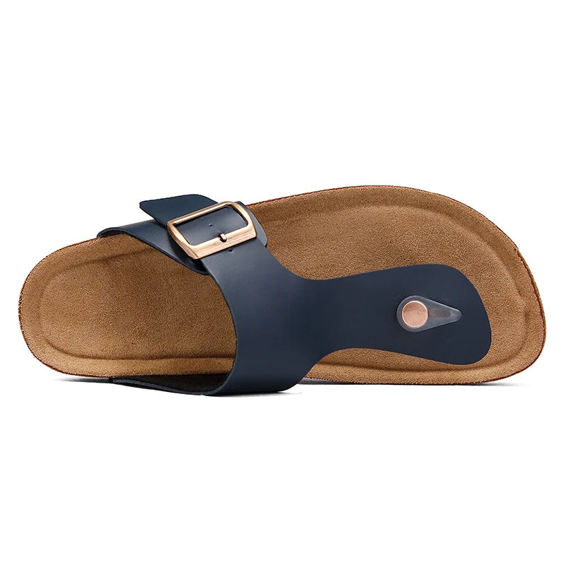 Men's Flip Flops Microfiber Leather Cork Slippers Clogs Outdoor Beach Casual Shoes Chanclas Hombre Durable Non-Slip Luxury Shoes