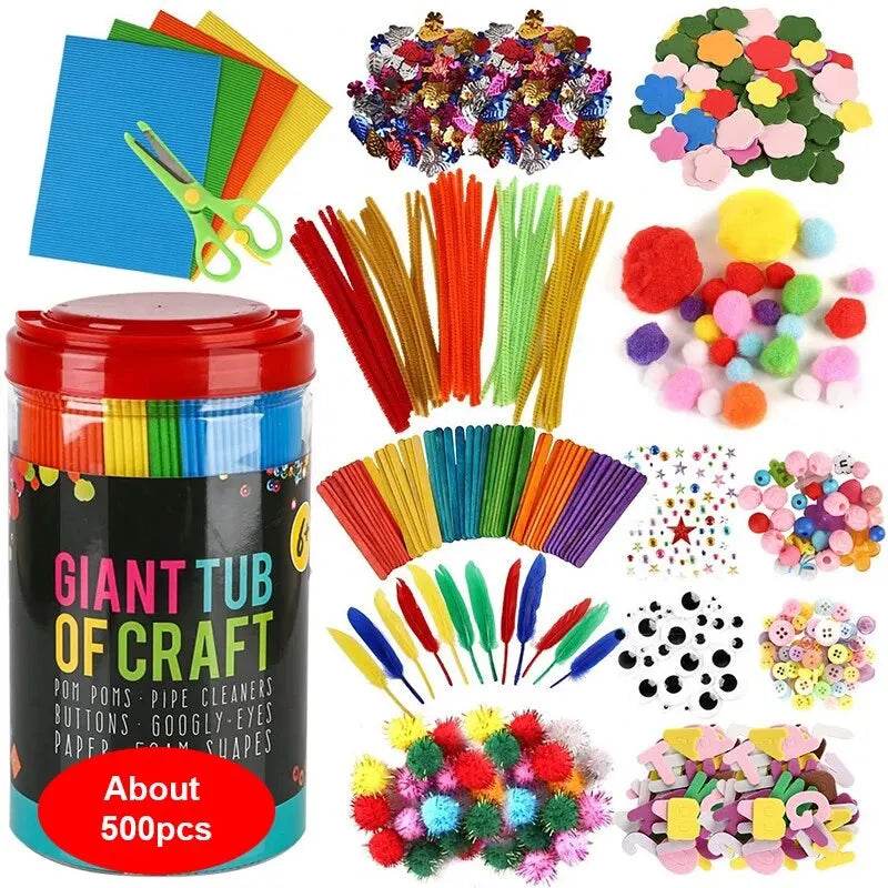 Arts and Crafts Supplies for Kids DIY Crafting School Kindergarten Homeschool Supplies Arts Set Toys for Children - AIAZ