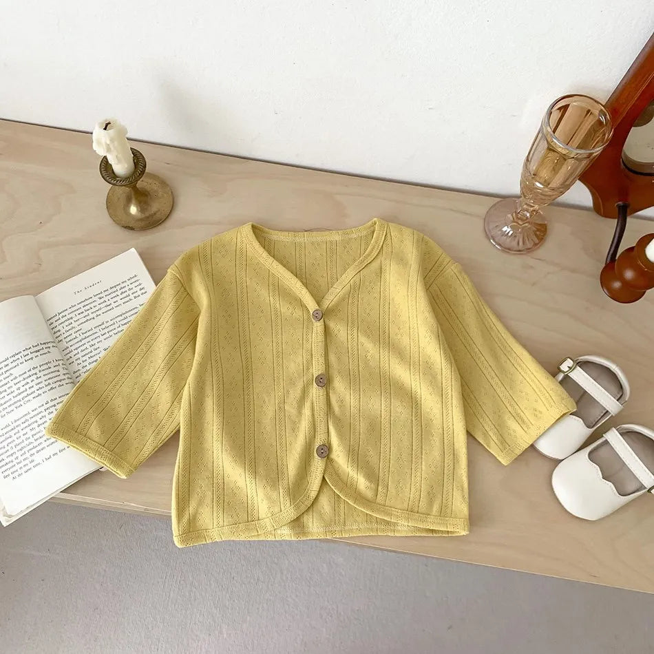 Kids Clothes Toddler Summer Jacket Infant Korean Casual Tops Boys Girls Lightweight Long Sleeve Outerwear Solid Color Cardigan