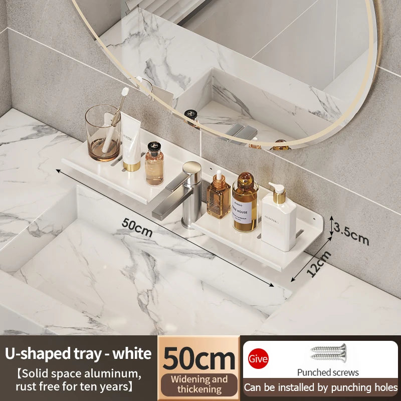 Faucet storage tray, bathroom storage rack, mirror front toilet, washbasin, washbasin, non perforated bathroom rack