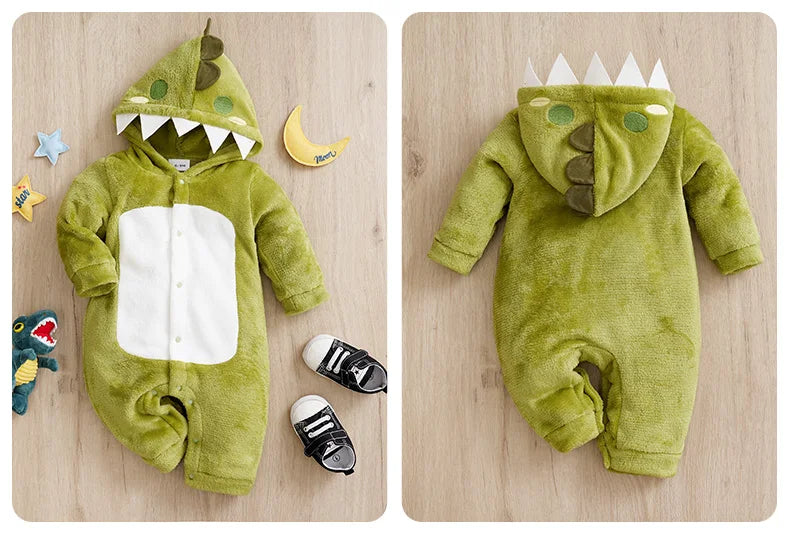 Winter Dinosaur Clothes Spring Flannel Baby Boys Girls Clothing Cartoon 0-18 months Newborn Baby Newborn Long Sleeve Embroidery