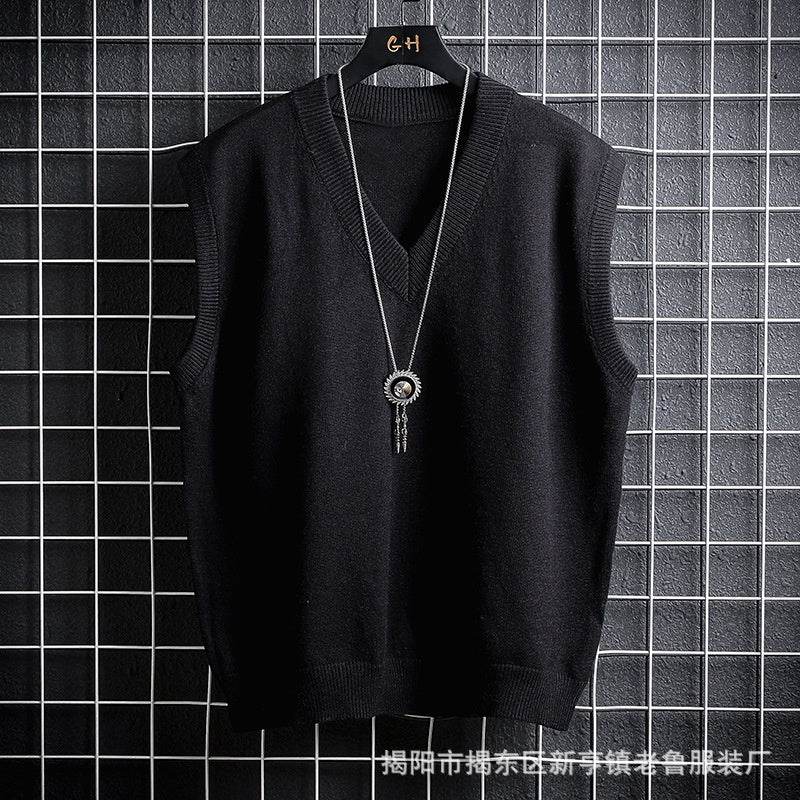 Autumn and Winter Sweater Vest, White Loose Solid Color Thin Waistcoat Casual Waistcoat - AIAZ