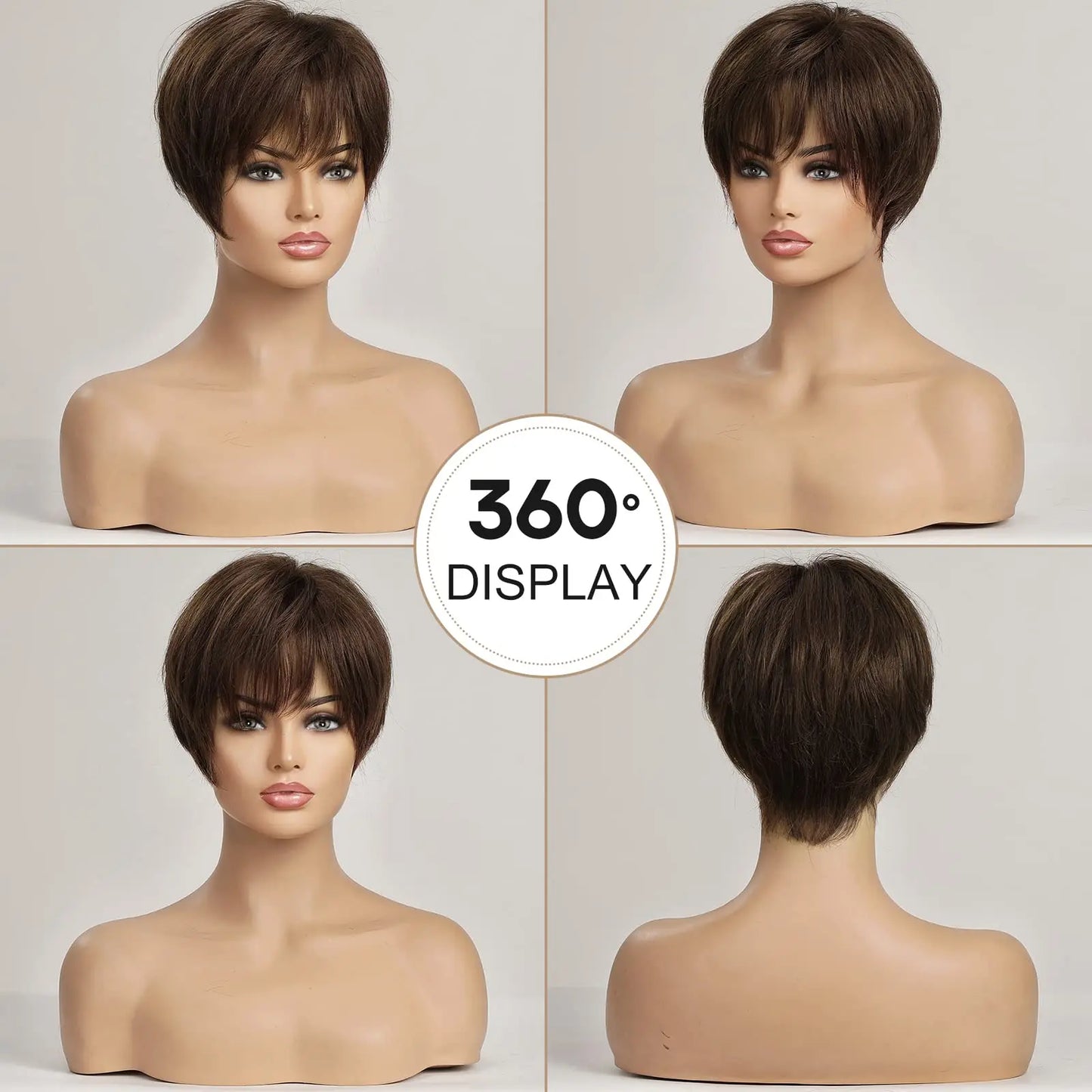 100% Remy Human Hair Wigs Brown Short Pixie Cut Lace Front Wig for Women HD Transparent Human Hair Lace Frontal Wigs