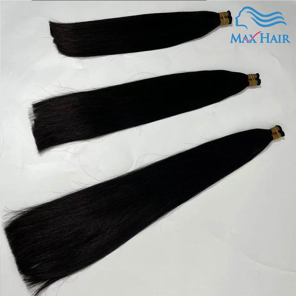 Double Drawn Human Hair Bulk For Braiding Straight Vietnam Indian Hair Vendor Virgin Bundles No weft Natural Hair 100% Extension - AIAZ