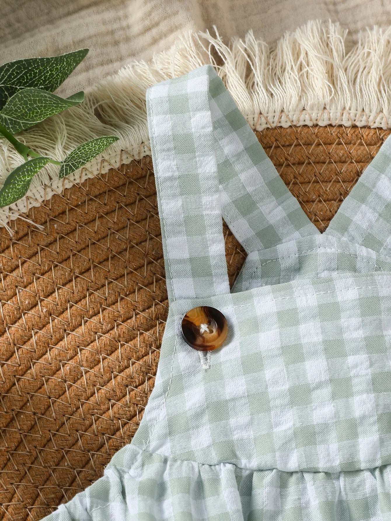 Suspenders Baby Boys Sleeveless Summer Plaid Green jumpsuit Japan&Korean Streetwear)