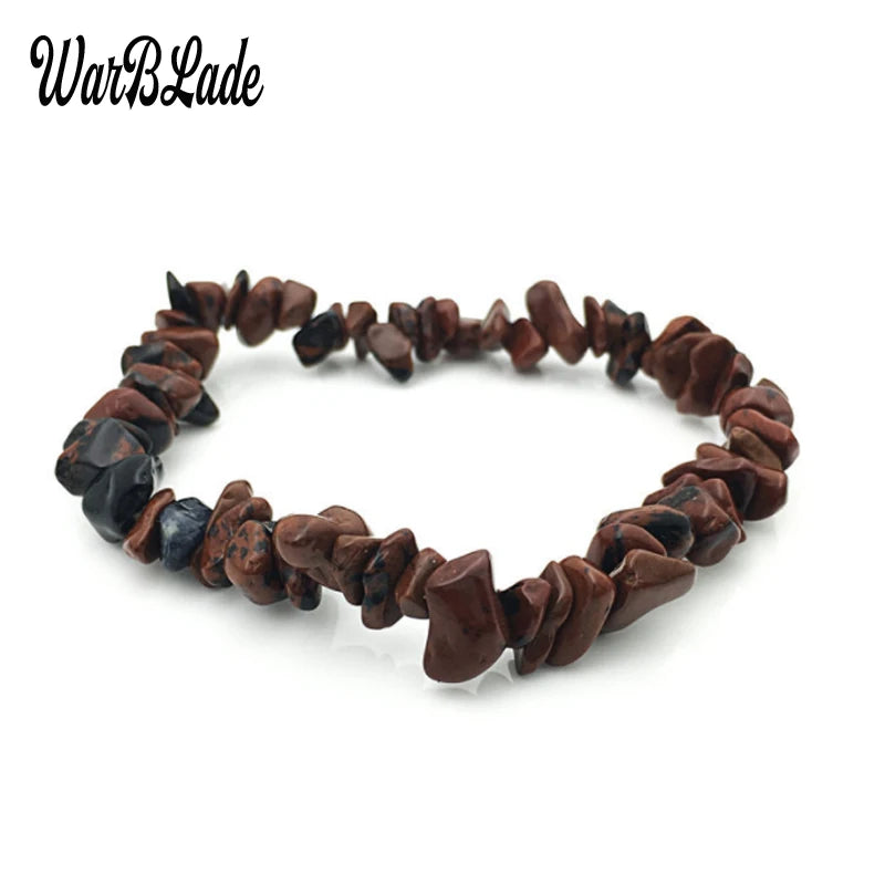 New Women Bracelets Bangles Natural Gem Stone Bracelet Irregular Stretch Chip Beads Nuggets Bracelets Bangles Crystal Wristband