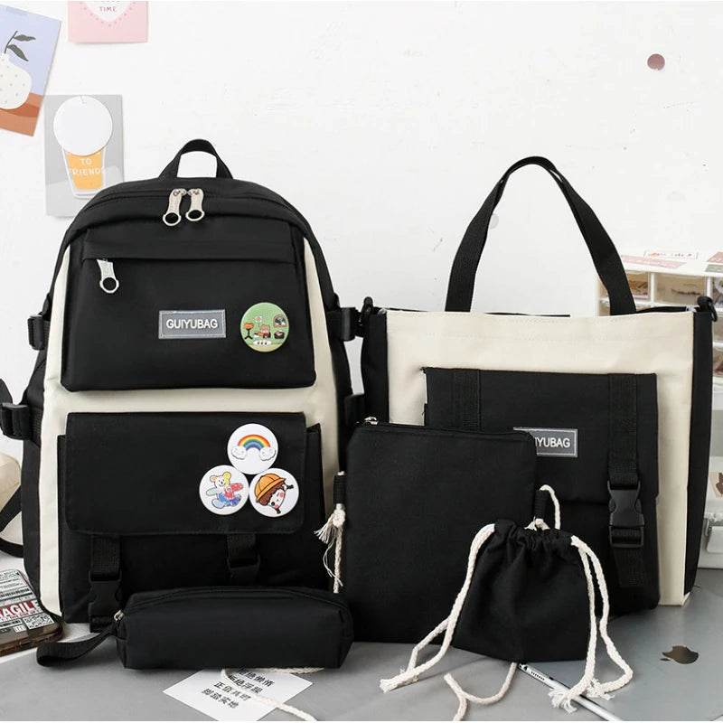 4 Pcs Set Backpack College School Bag For Girls Boys School Bag Best High Quality School Students Schoolbags 4 Pc Backpack - AIAZ