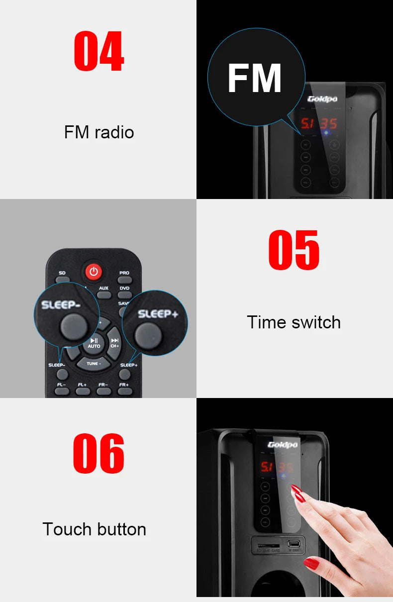 5.1 Floor-Standing Multimedia Sound Box Home Theater System 3D Surround Subwoofer 60W TV Bluetooth Speaker With Remote Control