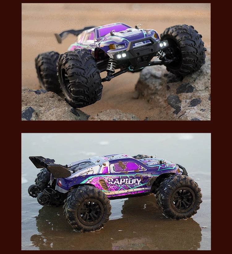 1:16 4WD RC Car 70KM/H Or 50KM/H With LED Remote Control Cars High Speed Drift Monster 4x4 Truck for Kids vs Wltoys 144001 Toys - AIAZ