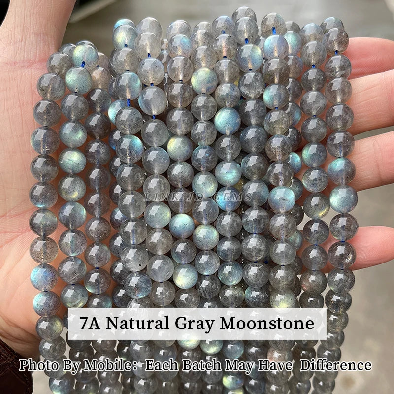 Genuine Nature Blue Light Labradorite Larvikite Gray Moonstone Beads Round Gemstone For Jewelry Making Diy Bracelet Accessories