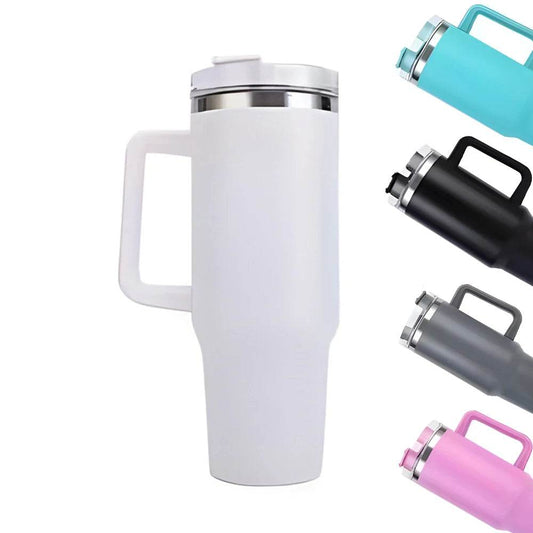 Water Bottle with Handle and Straw 40 Oz Water Bottle Keeps Water Cold for Longer Stainless Steel Bottle Insulated Mug - AIAZ