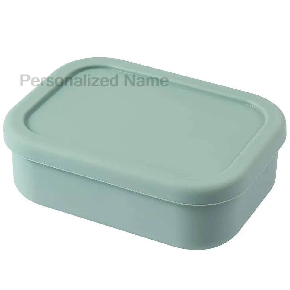 Personalized Name Lunch Box 3 Compartment Silicone Bento Box Portable Leak Proof Microwave Oven Lunch Box Picnic Food Container - AIAZ