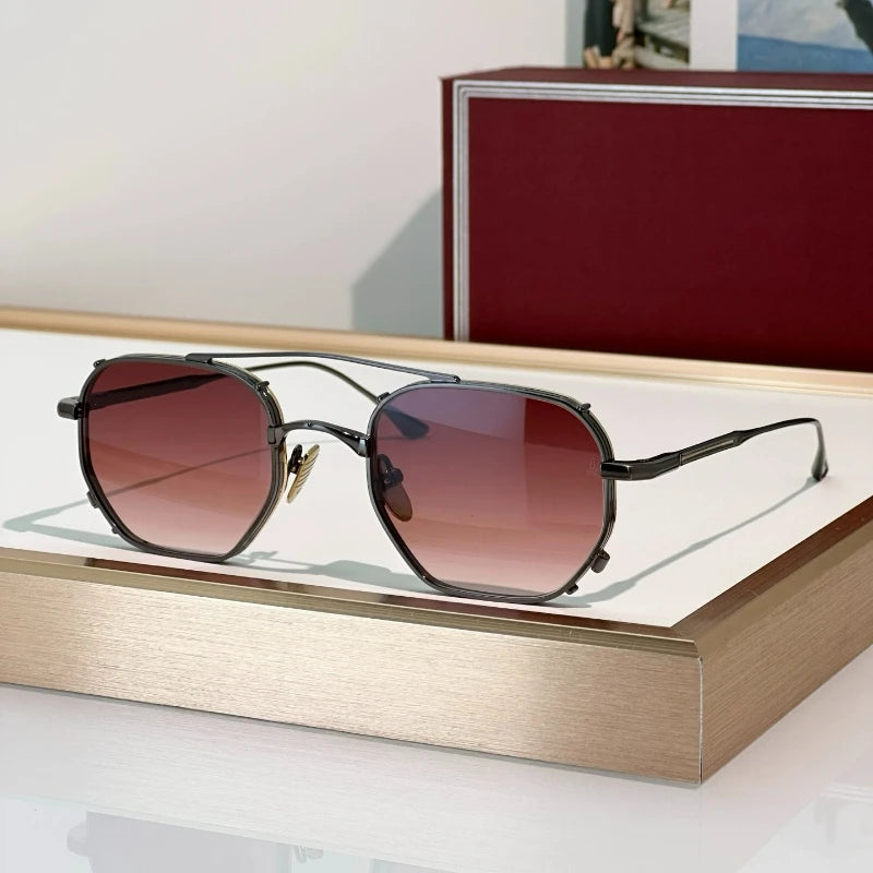 MARBOT Sunglasses Double Bridge Design Handmade Quality Alloy Rectangular Designer Brand Classic Alloy Glasses Outdoor UV400