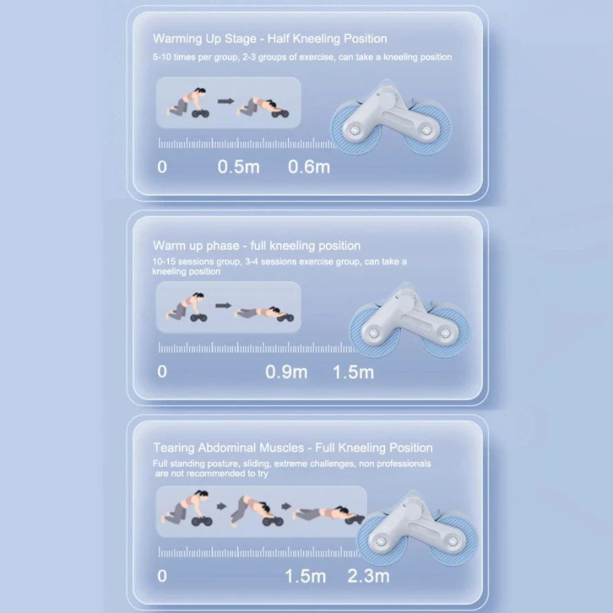 Abdominal Wheel Exerciser Dual Wheel Design Abdominal Fitness Wheel Automatic Rebound Anti-Slip for Bodybuilding Training