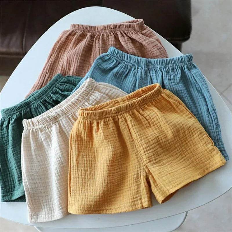 Baby Cotton Linen Shorts Summer New Children's Solid color Short Pant Boys Girls Thin Short Pants Girls Boy Clothing - AIAZ