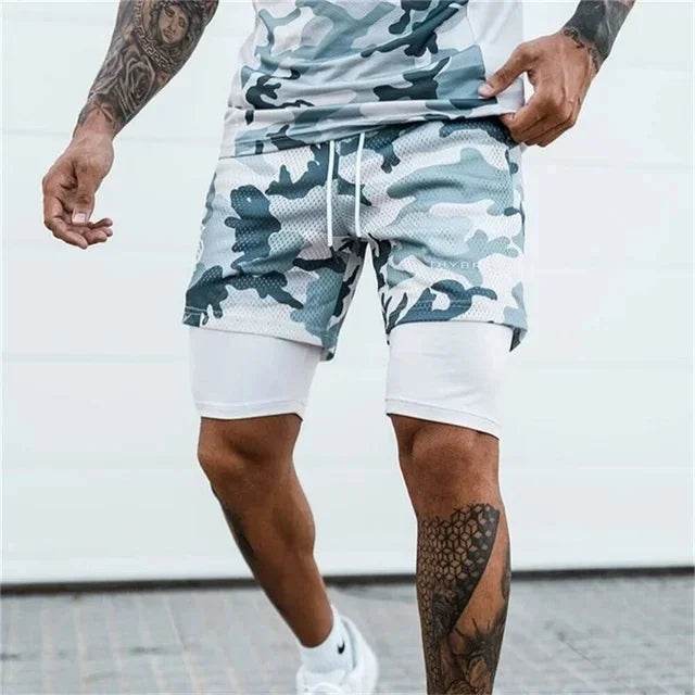 2025 summer mesh Sports Shorts Men Double-deck Jogging Running Shorts Men 2 IN 1 Mens GYM Shorts Fitness Workout Short Pants Man - AIAZ