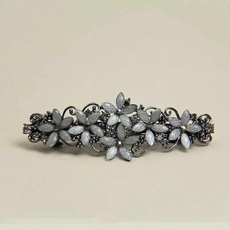 The new Korean version of the crystal flower spring hairpin elegant rhinestone wild ponytail hairpin women's hair accessories