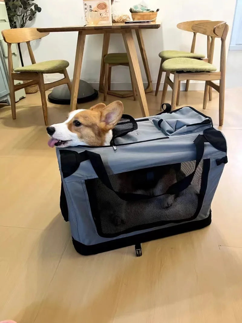 Dog Cage Car Kennel Outing Carrying Bag Pet Luggage Car Travel Cage Cat and Dog Cage Folding Medium and Large Dogs