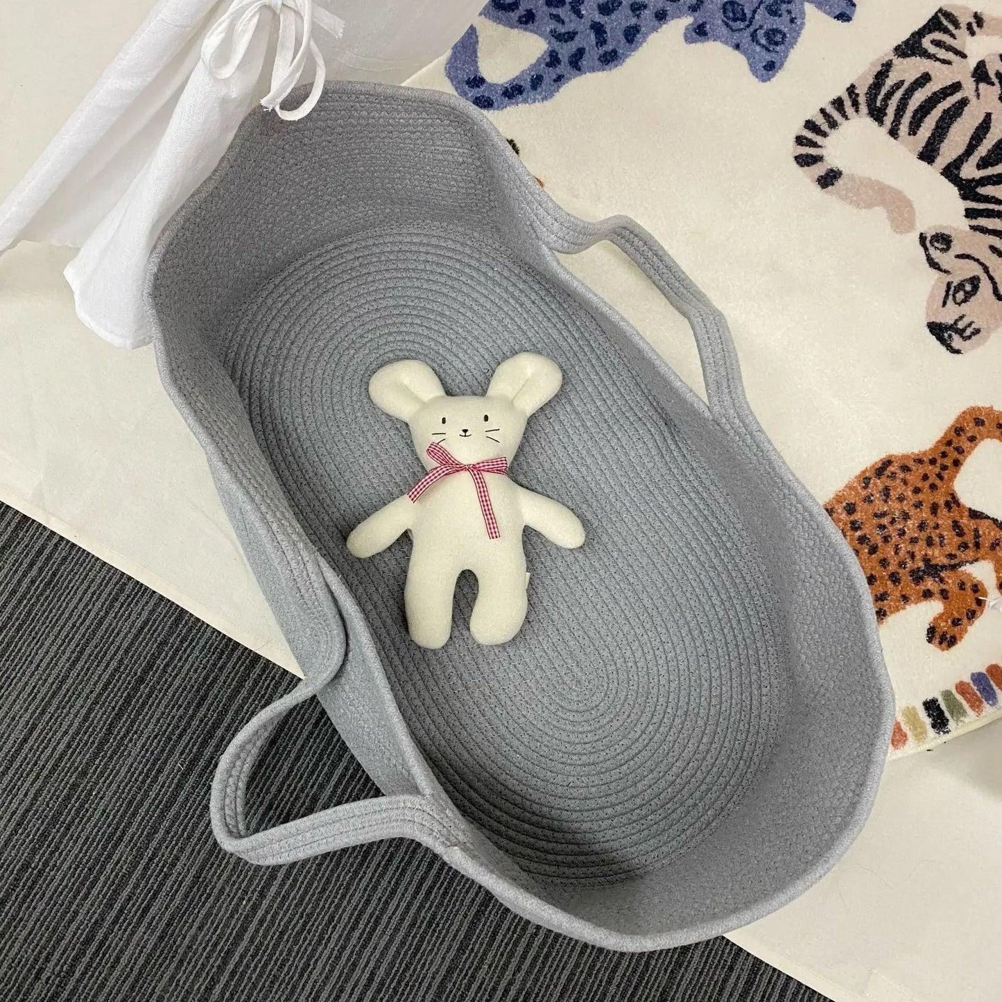 Ins Newborn Hand Basket Cotton Rope Woven Crib Baby Cradle Portable Outdoor Sleeping Infant Accessories Photography Props Gifts