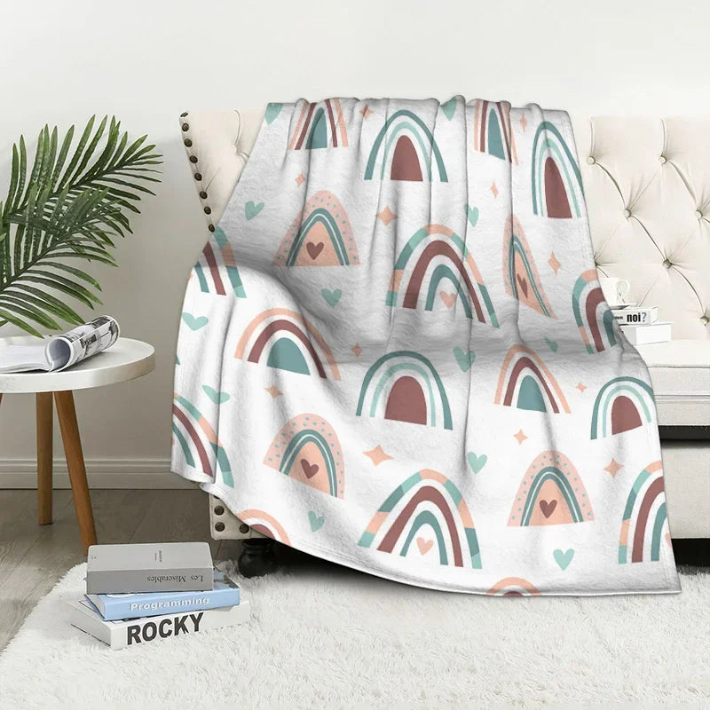 Home decoration plush Throw Sofa blanket Bedspread bed fluffy soft blankets decor Plaid Modern nordic rainbow cute winter