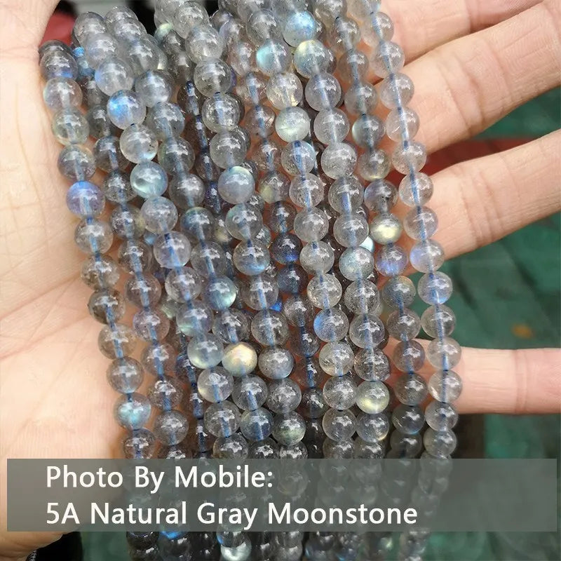 Genuine Nature Blue Light Labradorite Larvikite Gray Moonstone Beads Round Gemstone For Jewelry Making Diy Bracelet Accessories