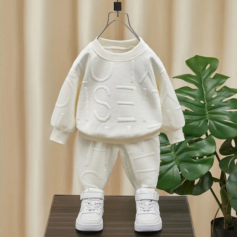 Boys 2Pcs Tracksuit Baby Girls Kids Casual Clothing Sets Baby Kids Sports Unisex Letter Pants Outfits 1-7 Ys Children Sweatshirt
