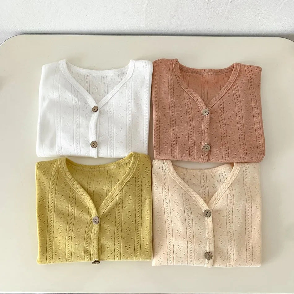 Kids Clothes Toddler Summer Jacket Infant Korean Casual Tops Boys Girls Lightweight Long Sleeve Outerwear Solid Color Cardigan