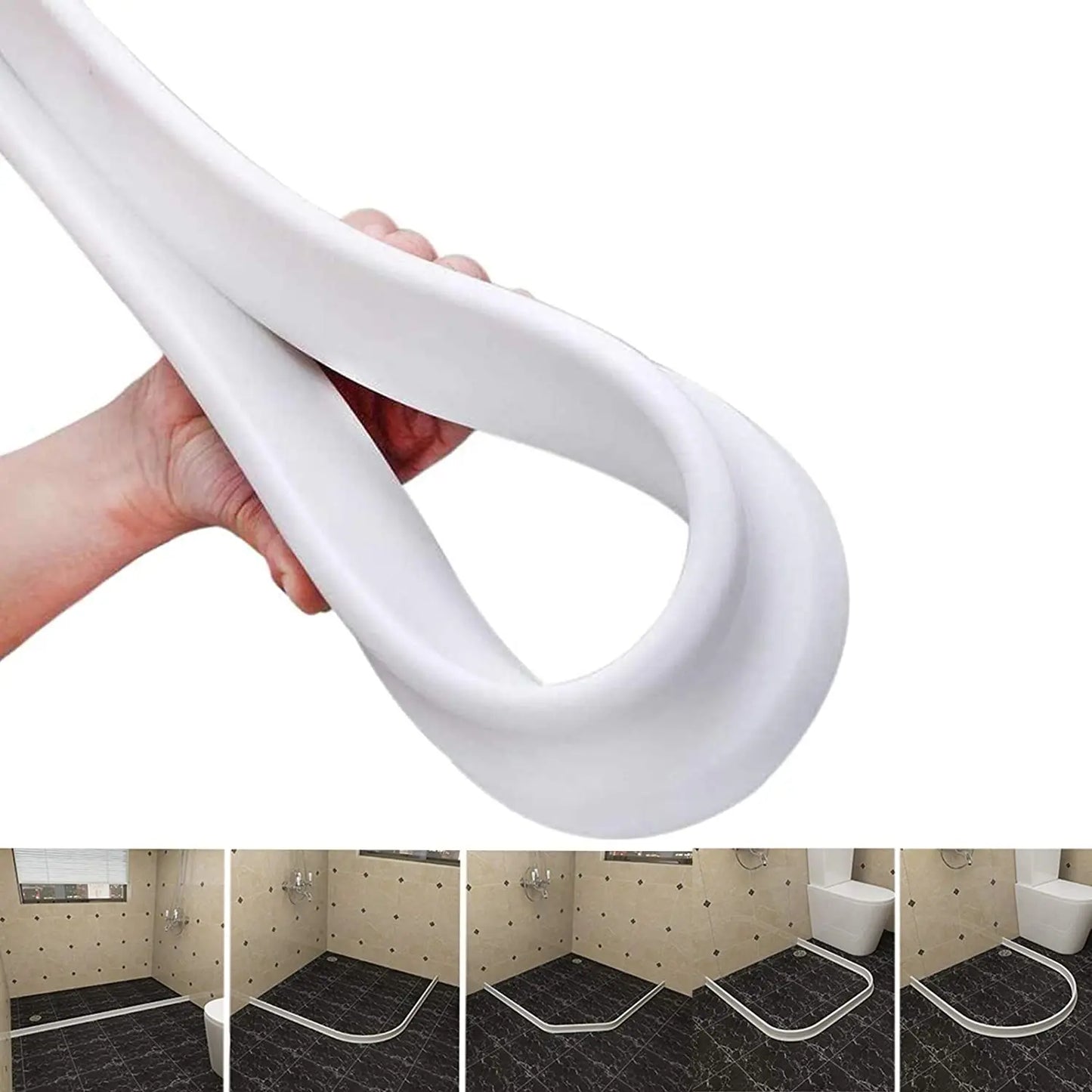 New 50mm Height Silicone Bathroom Water Stopper Barrier Non-slip Dry and Wet Separation Bendable Strip Sink Water Splash Guard