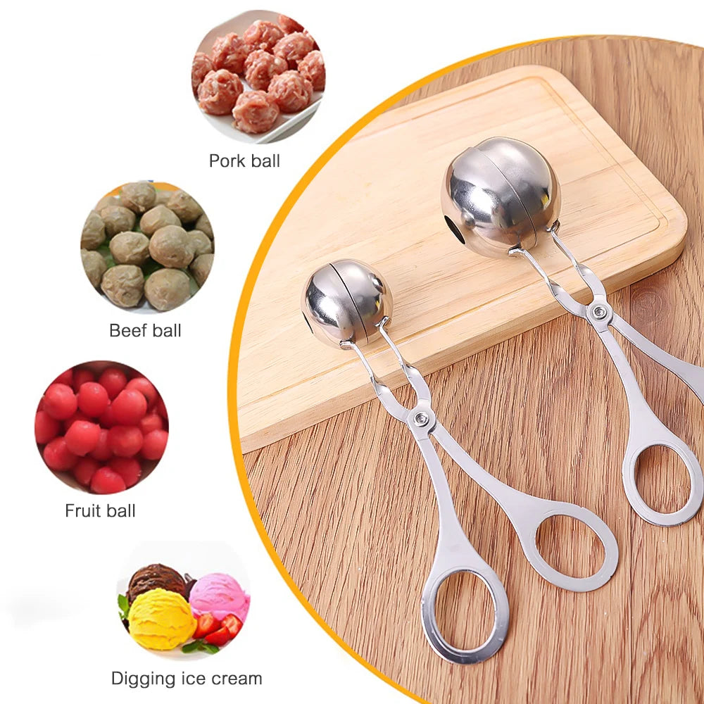 Stainless Steel Meatball Clips Meatballs Maker Tool Non Stick Stuffed Meat Balls Fish Ball Rice Ball Making Mold Kitchen Gadgets
