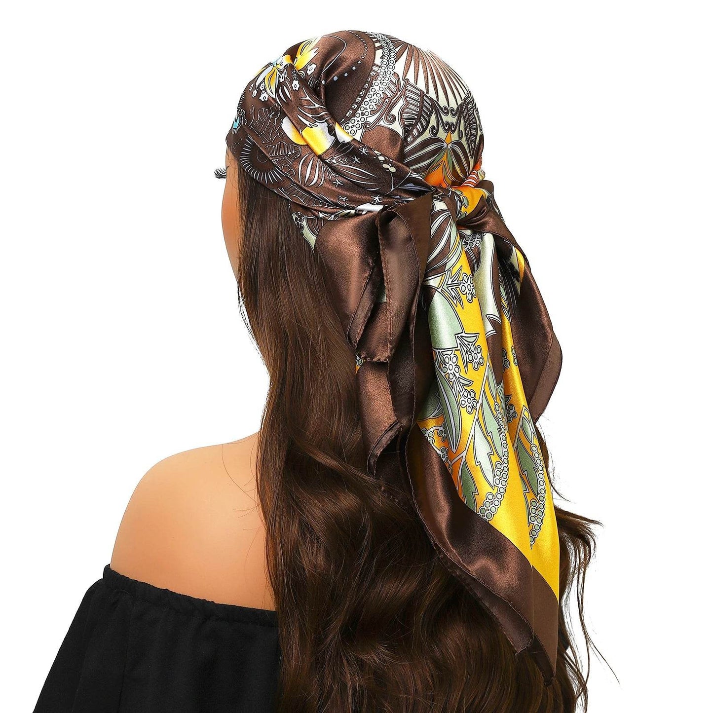 Head Scarf Women Luxury Brand Square 90*90cm Silk Foulard Satin Bandana Cheveux Soft Neckerchief Hijab Hair Scarves For Ladies - AIAZ