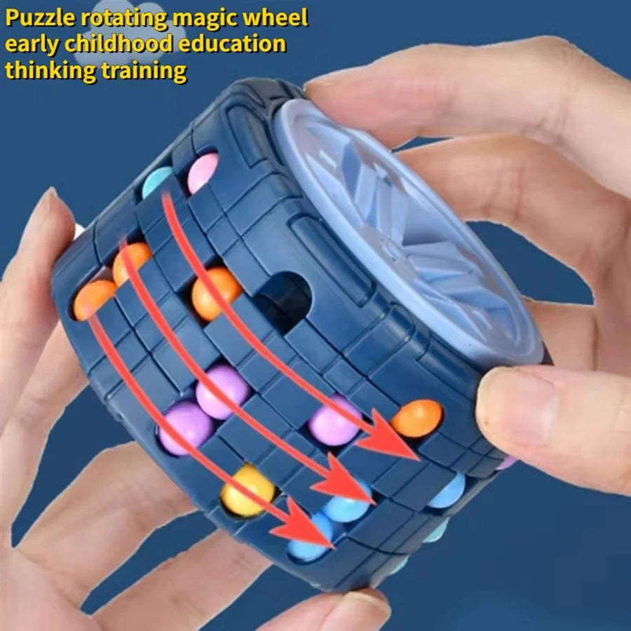 3D Cylinder Cube Toy Magical Bean Gyro Rotate Slide Puzzle Games Relieve Stress Children Educational Montessori Infant Toys Gift