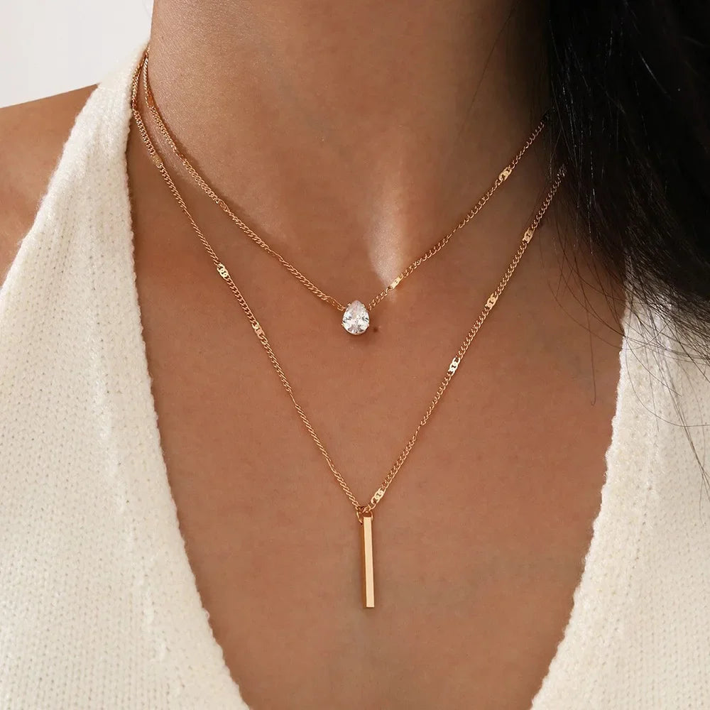 Layered Gold Necklaces for Women Stackable14K Gold Silver Plated Circle Paperclip Chain Pendant Choker Necklace Set For Woman