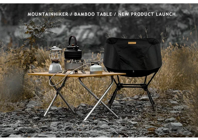 MOUNTAINHIKER Outdoor Camping Bamboo Folding Table Portable Fast Storage Folding Desk Outdoor Dining Table Picnic BBQ Table