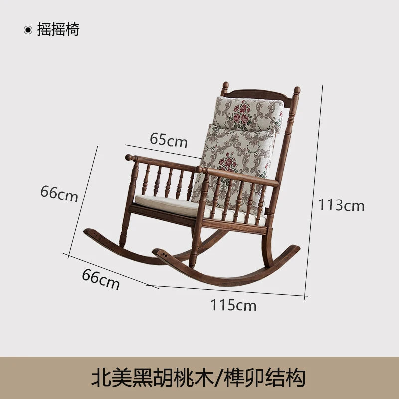 North American Black Walnut All Solid Wood Rocking Chair Bedroom Sofa Chair