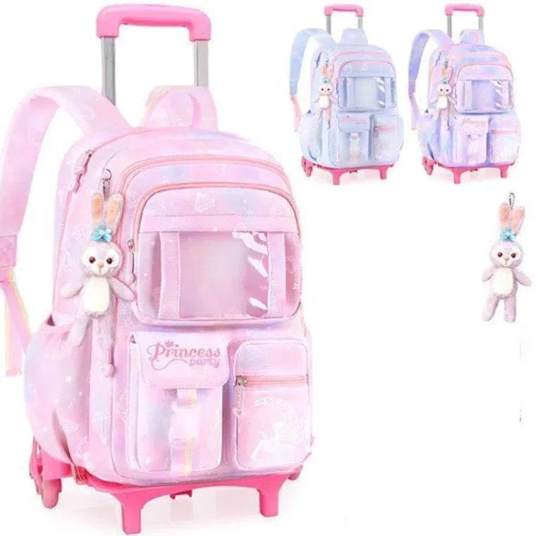School Rolling backpack Bags school wheeled backpack for girls kids School trolley bag for girls school bag wheels for girls - AIAZ