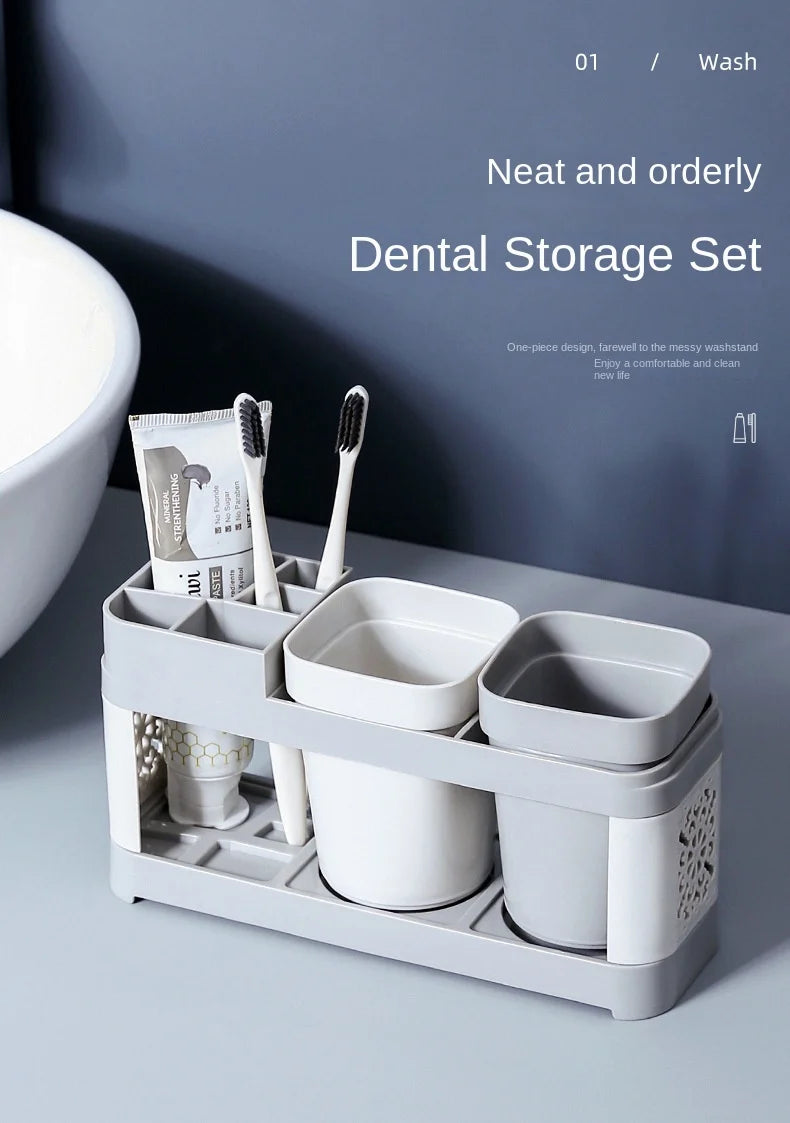 Washing Cup Toothbrush Holder Set Creative Family Couple Mouthwash Cup Home Dental Set with Two Cups Bathroom