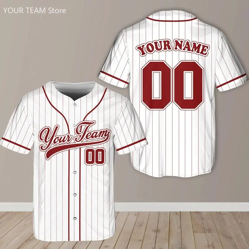 Custom Team Name Number Pinstripe Baseball Jersey  Stripe Color Uniform for Baseball Fans Jersey Design Sports Apparel