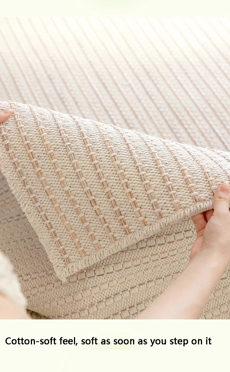 100% Cotton Carpet Living Room No Glue Health Kid Room Carpet Crawling Play Mat Minimalism Modern Bedroom Cloakroom Rugs Carpet