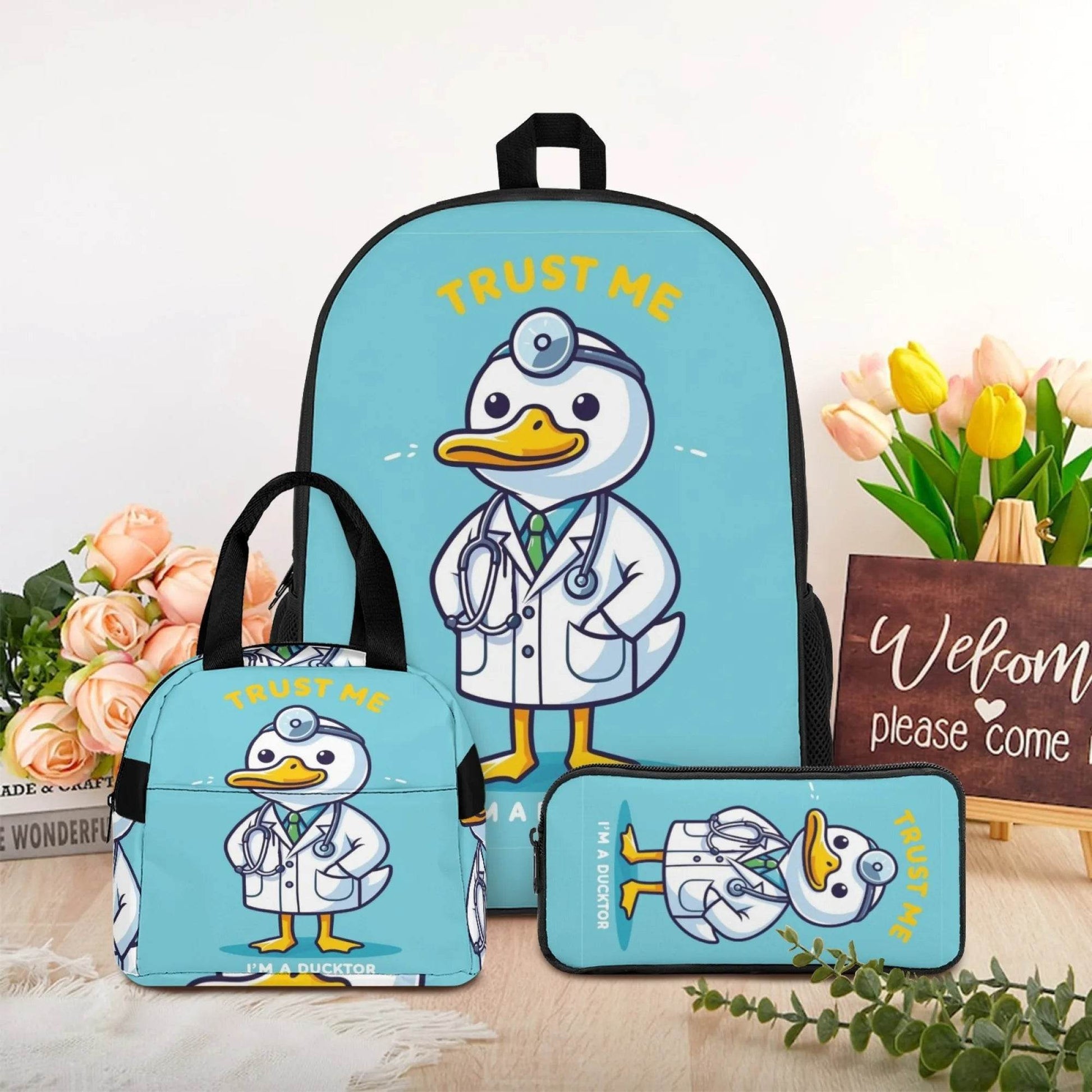 3Pcs Set School Backpack with Front Pocket,Cartoon L-eveling School Bags for Girls Boys,Large Child Backpack - AIAZ