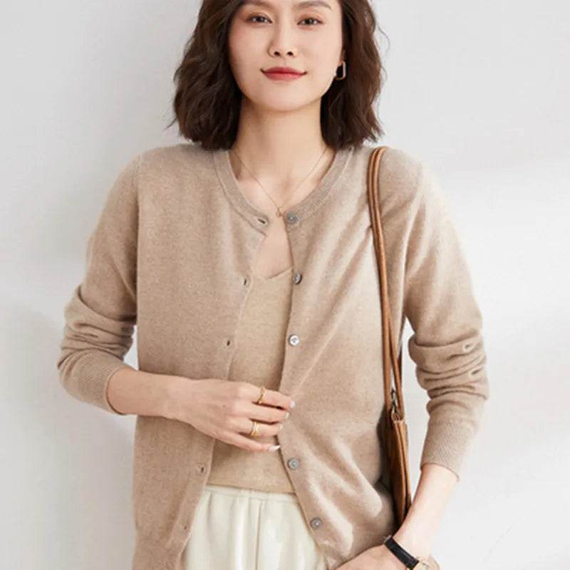 Women Cardigans Sweater O-neck Spring Autumn Knitted Cashmere Cardigans Solid Single Breasted Womens Sweaters 2022 - AIAZ