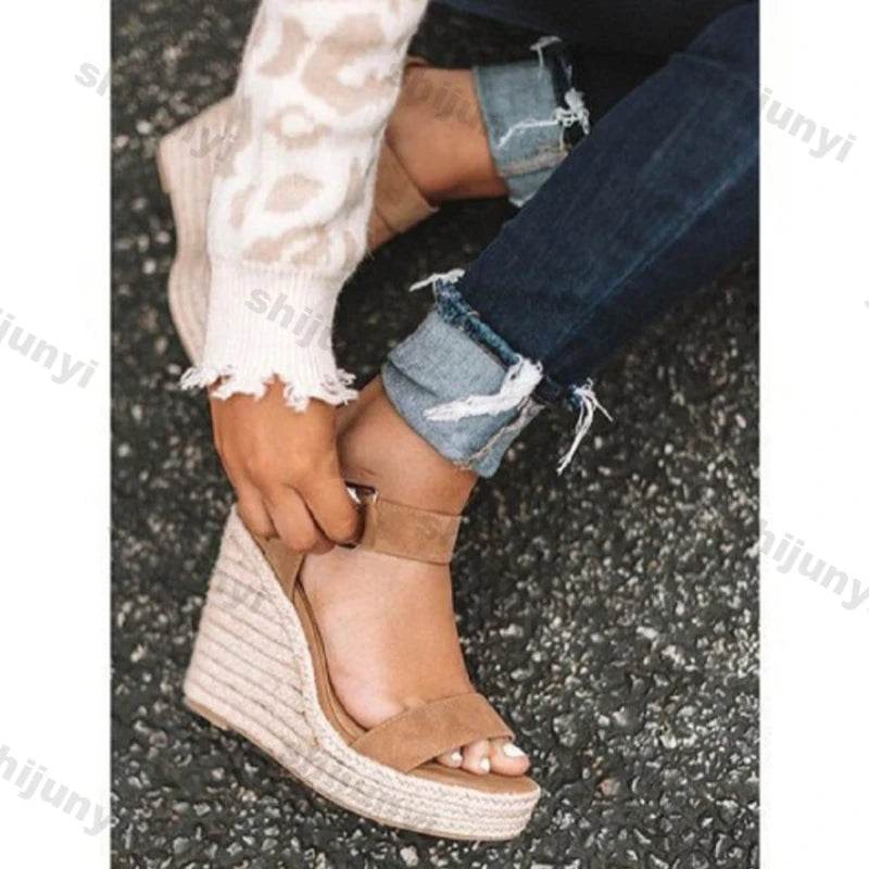 Women Leisure Wedges Heeled Wedge heel serpentine sandals Summer New Sandals Party Platform High Heels Shoes sandalias mujer - AIAZ