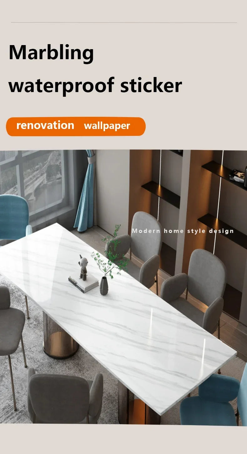10m Marble Texture Oil Proof Self Adhesive Bathroom Tile Floor Waterproof PVC Cabinet Wallpaper Kitchen Furniture Wall Stickers