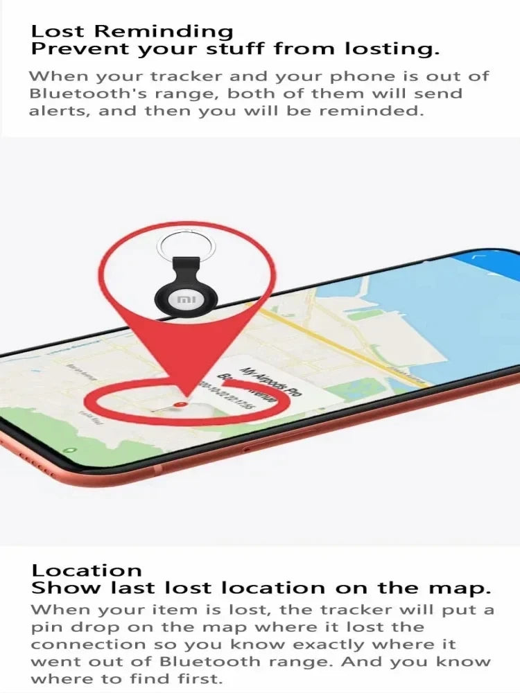 Xiaomi Mini GPS Tracker System Find My App Air Tag Smart Bluetooth Locator Child Finder Bag Anti-Loss Pet Collar With Tracker