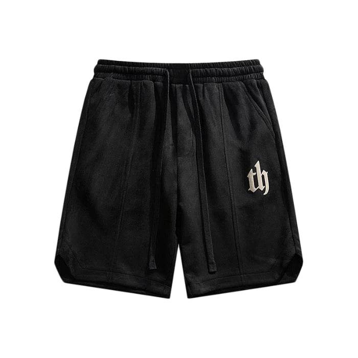 2025 Summer Suede Shorts Men's Trendy Brand Versatile High Street Printed Loose and Simple Five Quarter Pants - AIAZ