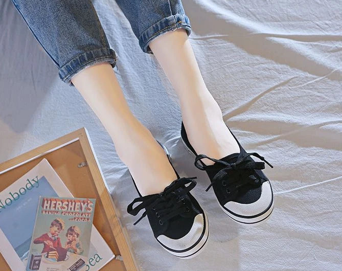 Shoes For Women Flat Canvas Lace Up Woman Footwear White Comfortable And Elegant Stylish Low Price Daily Routine 39 Sale A