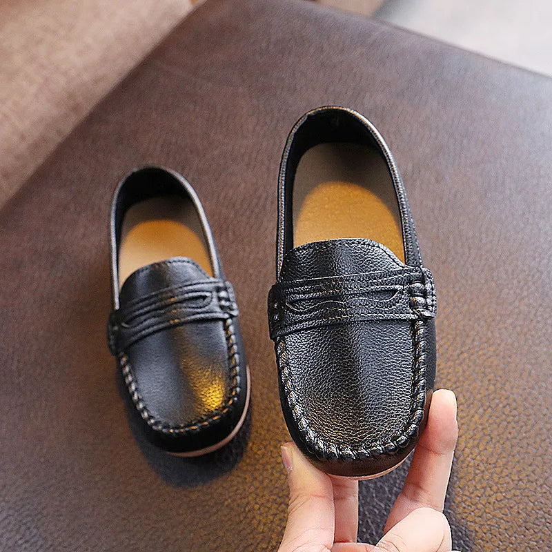 Boys Shoes Spring Autumn Kids Oxfords Boys Slip-on Flats Soft PU Leather Shoes Toddler Black White Loafers For Boy