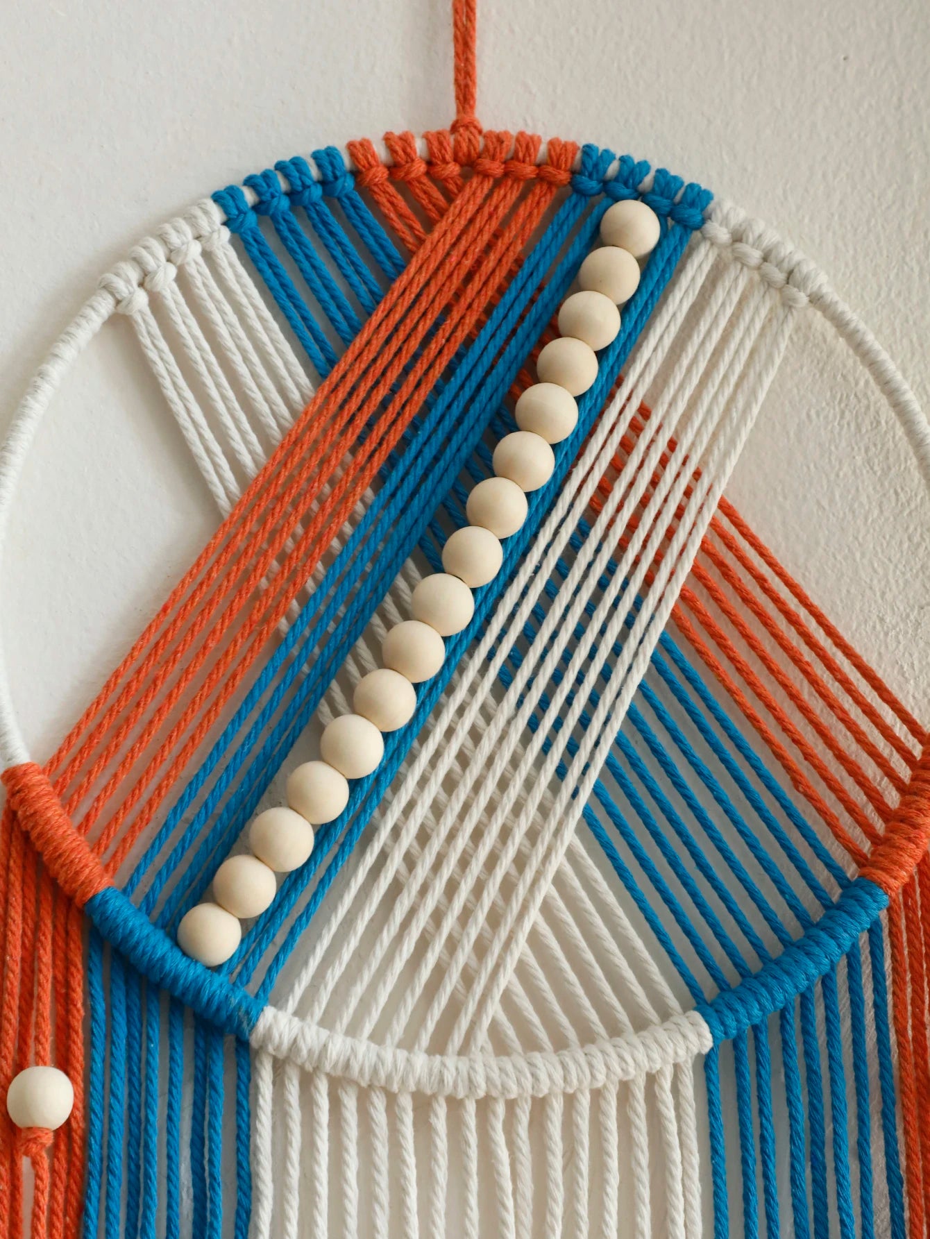 Handmade Macrame Wall Hanging Tapestry with Fringe and Wooden Beads for Living Room Bedroom or Nursery Large Bohemian Decor Gift